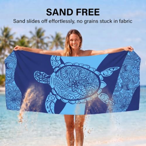 2 Pack Microfiber Beach Towels Oversized 71x32 Blue Turtle (2 Pack Blue Turtles / X-Large (32x71 inches))