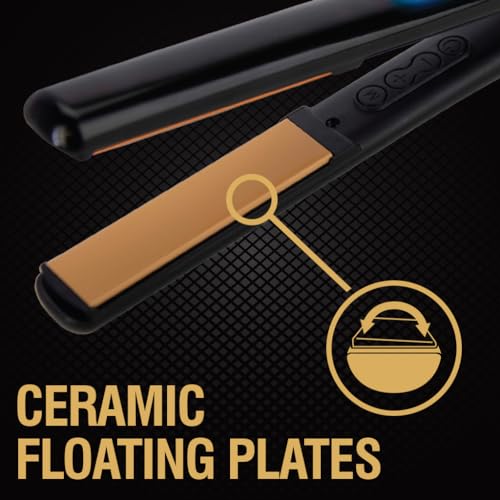 Original Digital Ceramic Hair Straightener 1″ Flat Iron (1 inch / Black)
