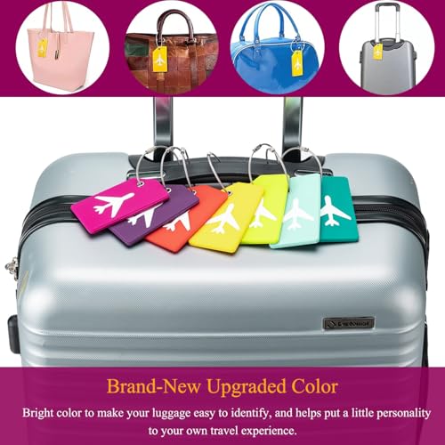 6 Pack Silicone Luggage Tags for Suitcases (Set of 6 / Cranberry)