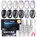 Beetles Silver Cat Eye Gel Nail Polish Set (A - Silver Blue Purple | Dusted Galaxy)