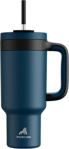 POWCAN 40 oz Tumbler with Handle, 2-in-1 Straw and Sip Lid, Dishwasher Safe by POWCAN