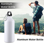 10 Pcs Aluminum Water Bottle 20 oz Reusable Bottles Lightweight Leak Proof Aluminum Sports Travel Bottles with Twist Cap Buckle for Gym (White)