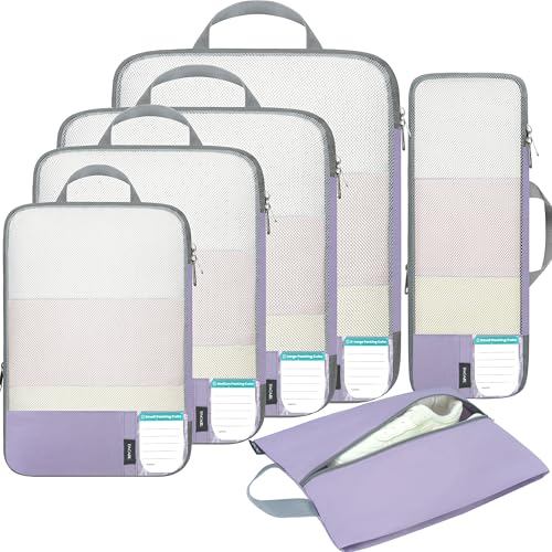 Lightweight Compression Packing Cubes for Travel (Dusty Purple / 6 Set)