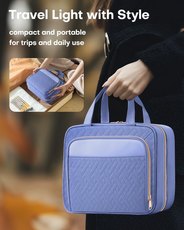 Hanging Travel Toiletry Bag Women Men (Aegean-Blue / Medium)