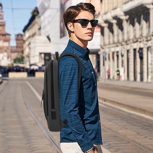 Business Backpack for Men Slim Lightweight Laptop Backpack Water Resistant Small Office Backpack for Commute Travel Daily Office Work with Small Bag (15.6" / With Pocket / Grey)