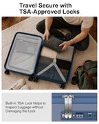 Carry on Luggage Airline Approved (Navy Blue-Expandable / Front Pocket)