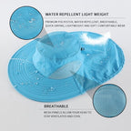 Outdoor UPF50+ Sun Hat Wide Brim Mesh Fishing Hat with Neck Flap (Large-X-Large / Aqua Blue)