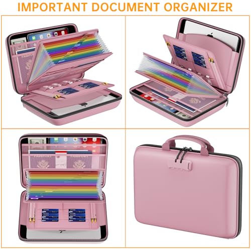 Fireproof File Organizer with Lock (15.5" x 11.5" x 3"(colorful) / Pink)