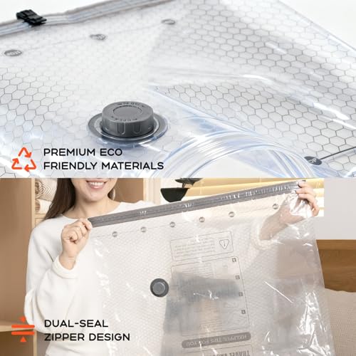 Vacuum Bags for Clothing Travel with Rechargeable Air Pump (15 Combo+Pump)