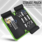 Leather 5 Scissor & Shear Storage Case for Hairstylist (Green)