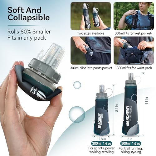 Soft Flask Collapsible Water Bottle with Wide Mouth (Blackish Green / 300 ml/10 oz)