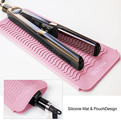 Heat Resistant Silicone Flat Iron Mat Pouch (Blush)