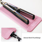 Heat Resistant Silicone Flat Iron Mat Pouch (Blush)