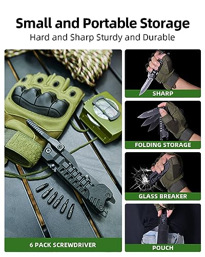 17 in 1 Multitool Knife Fire Starting Stick Bottle Opener Saw for Camping (Black)