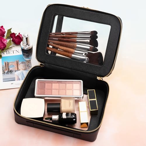 XL Clear Makeup Organizer (Black / Dual Layer Large)