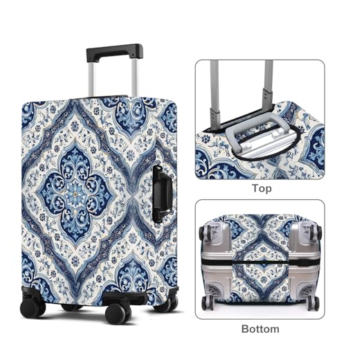 Blue Pattern Luggage Cover Washable Suitcase Protector Anti (Blue pattern / S(20-22inch suitcase))