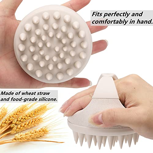 Hair Scalp Massager Shampoo Brush Hair Scrubber Washing Brush Silicone Scalp Exfoliator for Dandruff Removal (Beige / 1 Count(Pack of 1))