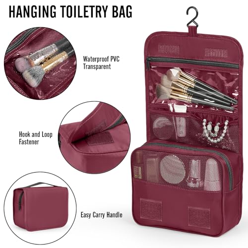 10 Set Packing Cubes for Travel Essentials (12 Wine Red)