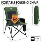 400 LBs Heavy Duty Camping Chairs for Adults (Green / Warm-Touch)