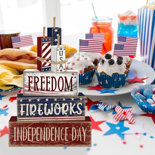 Tiered Tray Decor Set (Fireworks Independence Day)