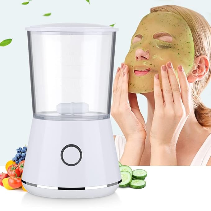 Face Mask Machine, Fruit Vegetable Collagen Mask Make Machine Mini DIY Automatic Facial Cream Making With 16Pcs Mask Making Collagen Capsules (White)