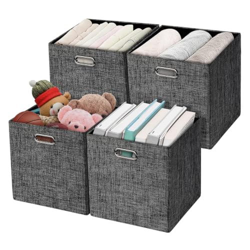 Fabric Storage Cubes (13×13×13/4pcs / Charcoal Gray)