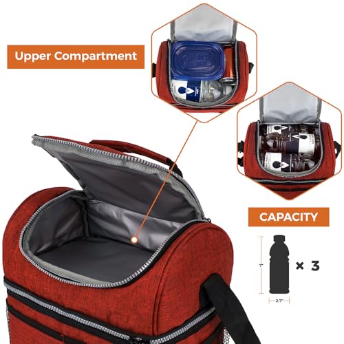 Insulated Lunch Bag for Men Women (Heather Red)
