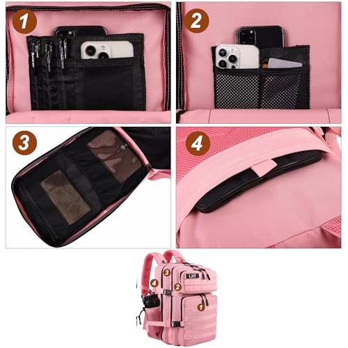 Military Tactical Backpack for Men and Women 45L Army 3 Days Assault Pack Bag Large Rucksack with Molle System Pink (Pink)
