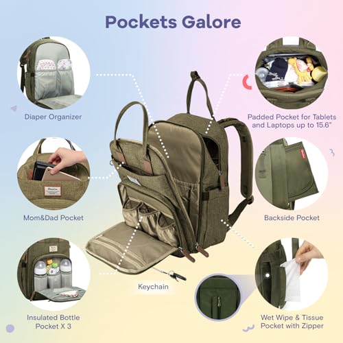 Diaper Bag Backpack (Olive Green)