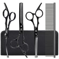 Dog Grooming Scissors Kit with Safety Round Tips (Black 5 in 1)