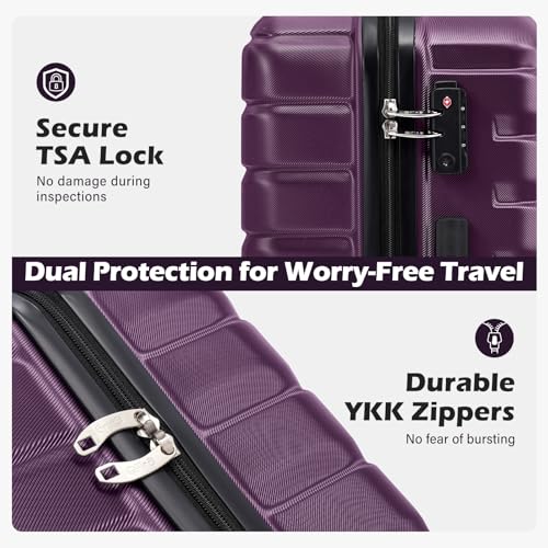 Lightweight Luggage with TSA Lock (Medium(24in) / Purple)