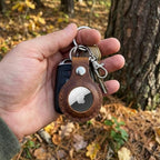 Toprank Leather Keychain Holder Compatible with Apple AirTag (Camel)