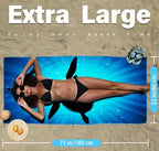 Microfiber Beach Towel (2 Pack Dark Sea Turtle / 32x71 Inch)