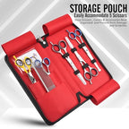 Leather 5 Scissor & Shear Storage Case for Hairstylist (Black)