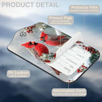 Red Cardinals on Snowy Branches Set of 2 Luggage Tags for Suitcases Leather Suitcase Tags Identifiers with Privacy Name Address Label and Stainless Steel Loop for Women Men Travel Luggage Accessories (Red Cardinals on Snowy Branches)