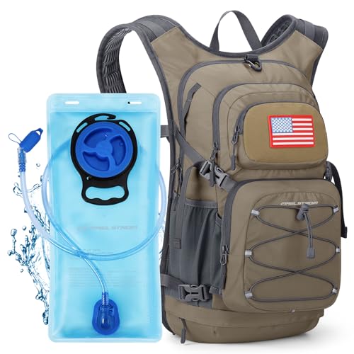 Lightweight Hydration Hiking Backpack with 2L Water Bladder (4.Khaki / 2L Bladder)