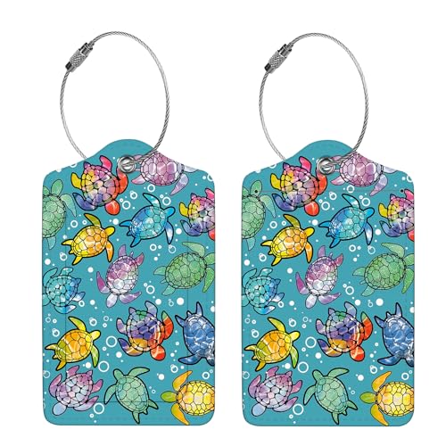 2 Pcs Luggage Tags for Suitcase (Gradient Color Turtle)