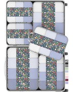 6 Set Compression Packing Cubes for Travel Essentials (Dark Blue Floral)