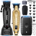 KM-2293 3-Piece Cordless Barber Kit with Foil Shaver, Gold (Gold)