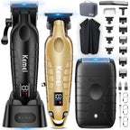 KM-2293 3-Piece Cordless Barber Kit with Foil Shaver, Gold (Gold)