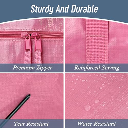 6 Pack Extra Heavy Duty Large Moving Bags with Strong Zipper (Pink / 6 Pack)