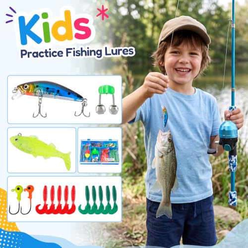 Kids Fishing Pole (Blue-Left Handed / 4.92 ft)
