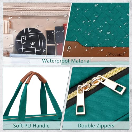 Toiletry Bag for Women (Large / With Jewelry Organizer Compartment / Green)
