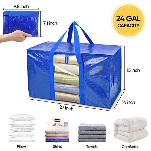 8 Pack Oversized Moving Bags with Reinforced Handles (8-Pack / Blue-window)