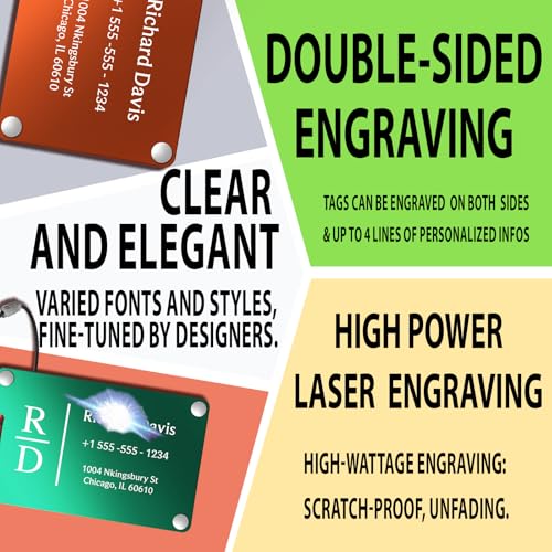 Luggage Tags for Suitcases 4 Pack (Aluminum Orange)