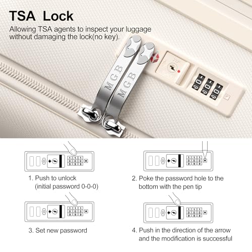 24 Inch Expandable Checked Luggage Hard Shell Suitcase (24 inch / Cream)