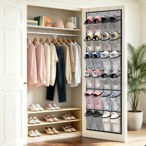 Over the Door Shoe Organizer (Grey-1pack of 24 pocket)