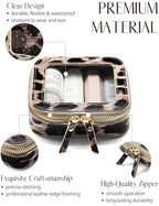 Small Makeup Bag for Purse Accessories Women Clear Cosmetic Mini Pouch Car Essentials Bag Leopard Print Clear Leather Make Up Travel Bag Organizer with Zipper Cute Compact Cheetah Little Toiletry Bag (Leopard Ash / Mini Chic)