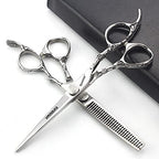 6/7-Inch Professional Hair Scissors Haircut Rose Pattern (7-inch -2pc) (7-inch -2pc)