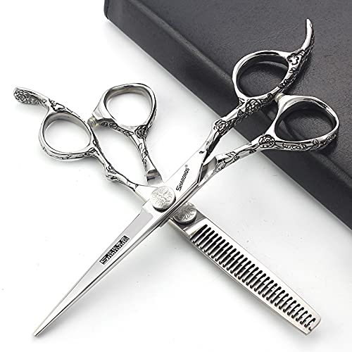 6/7-Inch Professional Hair Scissors Haircut Rose Pattern (7-inch -2pc) (7-inch -2pc)